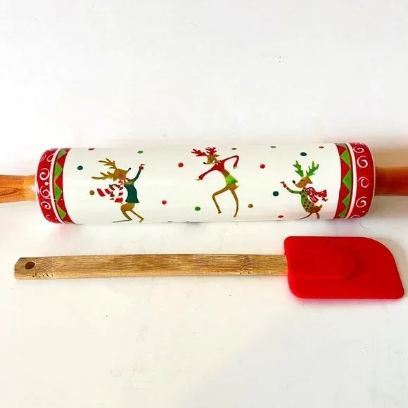 KitchenAid Slider Cookie Sheet, CounterArt Reindeer Rolling Pin & Spatula Set - Picture 4 of 16